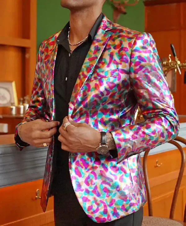 90 Day Hunt For Love S01 Tim Malcolm Metallic Multicolor Stylish Blazer - Image 2