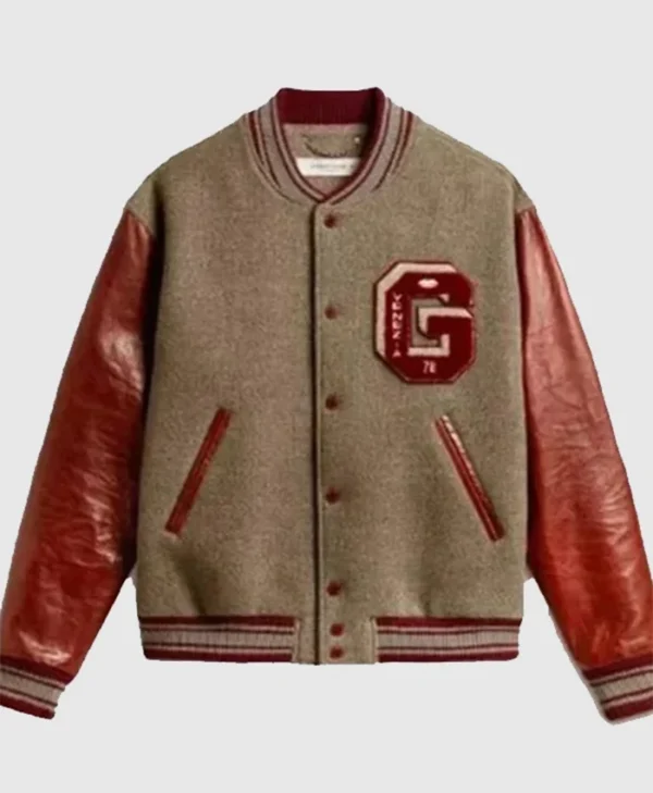 Buy Now The Voice S27 Michael Buble Grey And Brown Stylish Varsity Jacket