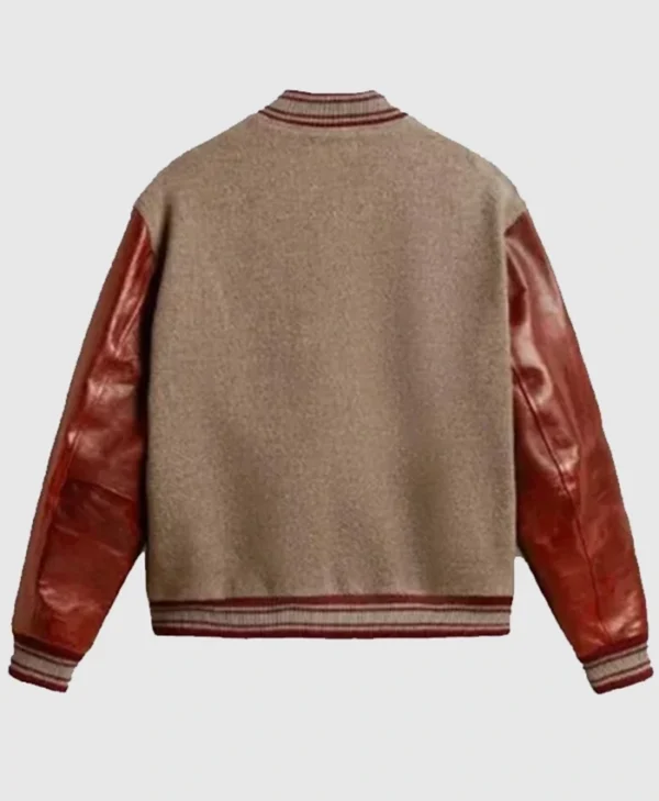 buy now The Voice S27 Michael Buble Grey And Brown Stylish Varsity Jacket