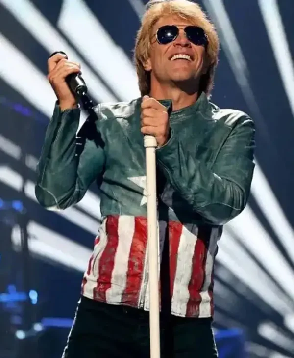 American Singer Jon Bon Jovi USA Flag Print Bomber Jacket