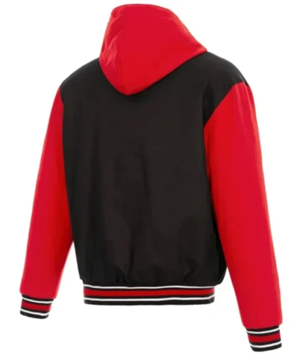 Atlanta Hawks Black And Red Hoded Varsity Jacket
