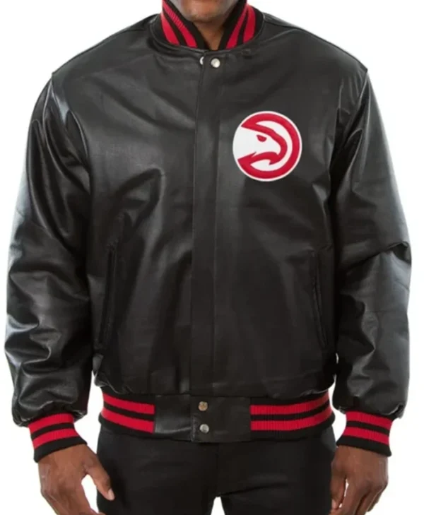 Atlanta Hawks Leather Varsity Jacket
