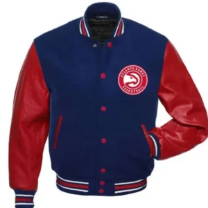 Atlanta Hawks Red And Blue Letterman Jacket
