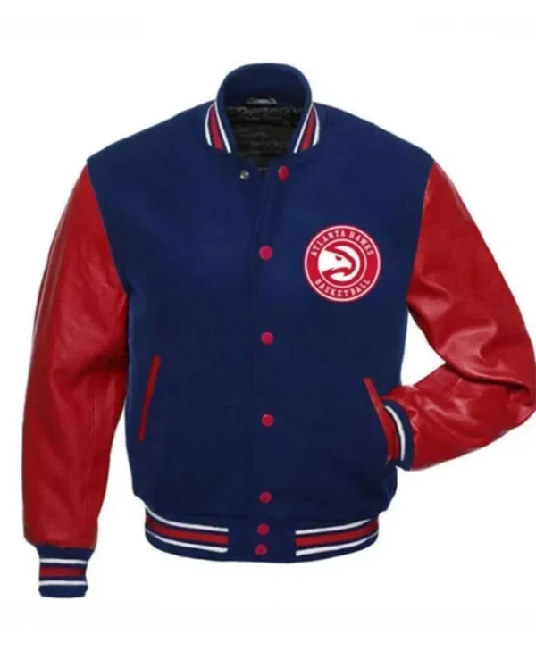 Atlanta Hawks Red And Blue Letterman Jacket