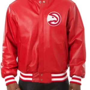 Atlanta Hawks Red Leather Jacket
