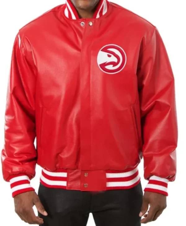 Atlanta Hawks Red Leather Jacket