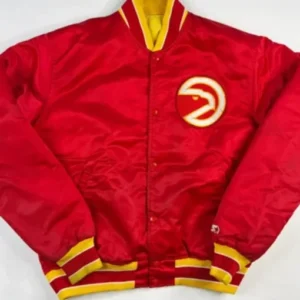 Atlanta Hawks Red Letterman Varsity Jacket