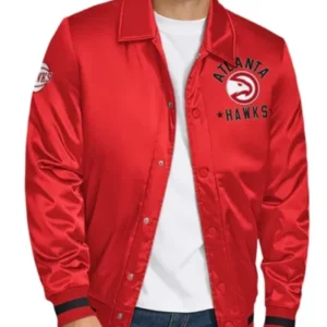 Atlanta Hawks Stitch Applique Varsity Jacket