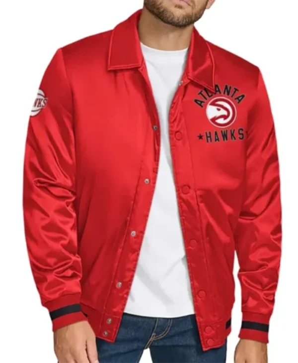 Atlanta Hawks Stitch Applique Varsity Jacket