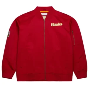 Atlanta Hawks Vintage Logo Red Bomber Jacket