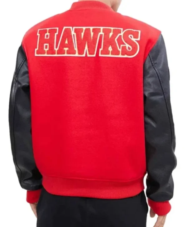 Buy Now Atlanta Hawks Red And Black Letterman Jacket For Men Women