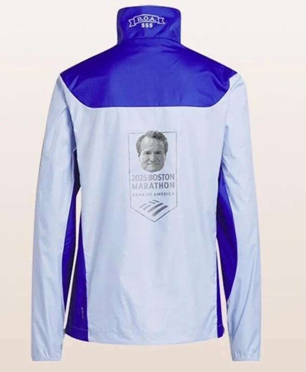 Buy Now Boston Marathon Own The Run Celebration White And Blue Bomber Jacket For Unisex