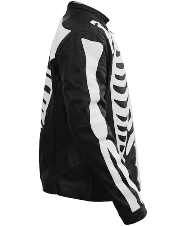 Buy Now Halloween Party Skeleton Bones Leather Black Bomber Jacket For Unisex2