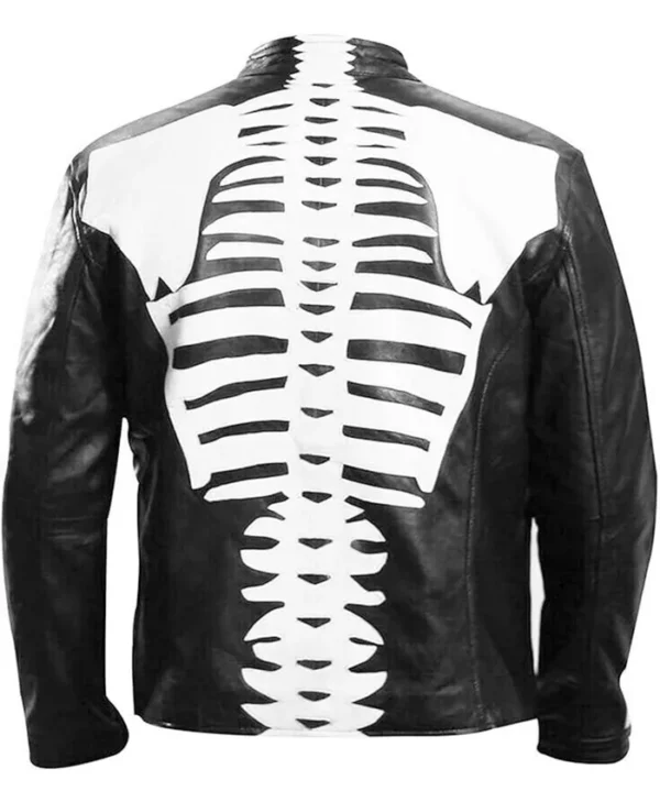 Buy Now Halloween Party Skeleton Bones Leather Black Bomber Jacket For Unisex3