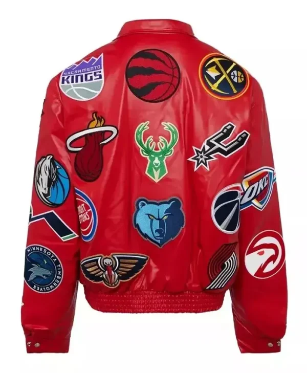  Buy Now Jeff Hamilton X NBA Teams Logo Patch Red Jacket For Unisex