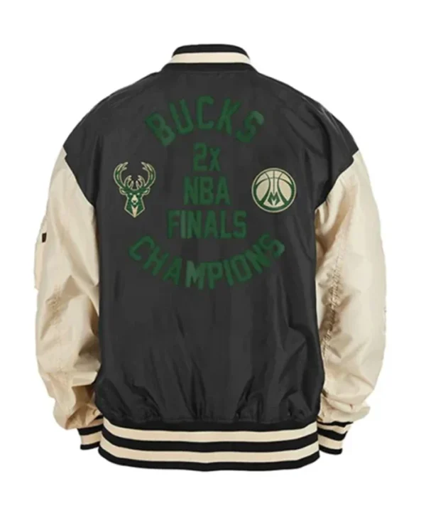 Buy Now Milwaukee Bucks Black And Beige Bomber Jacket For Unisex