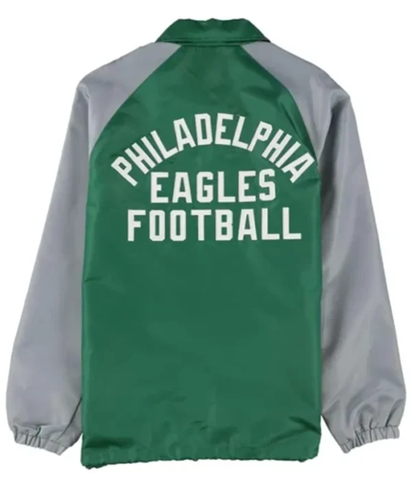 Buy Now Philadelphia Eagles Throwback Logo Green & Grey Varsity Jacket For Unisex