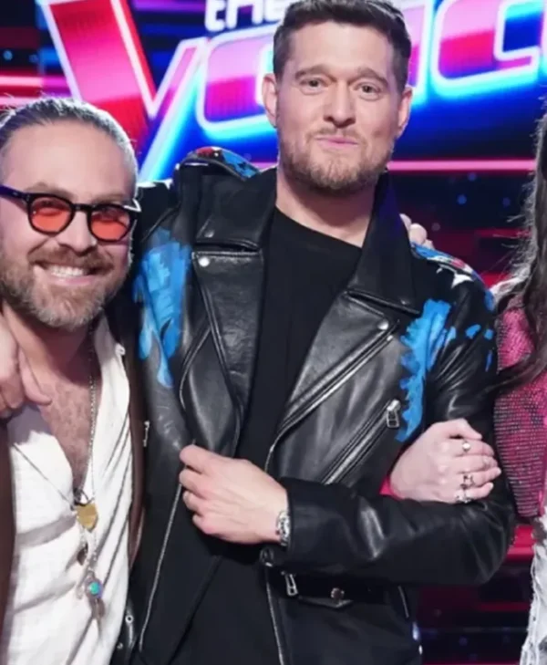 The Voice S27 Michael Bublé Biker Leather Jacket - Image 2
