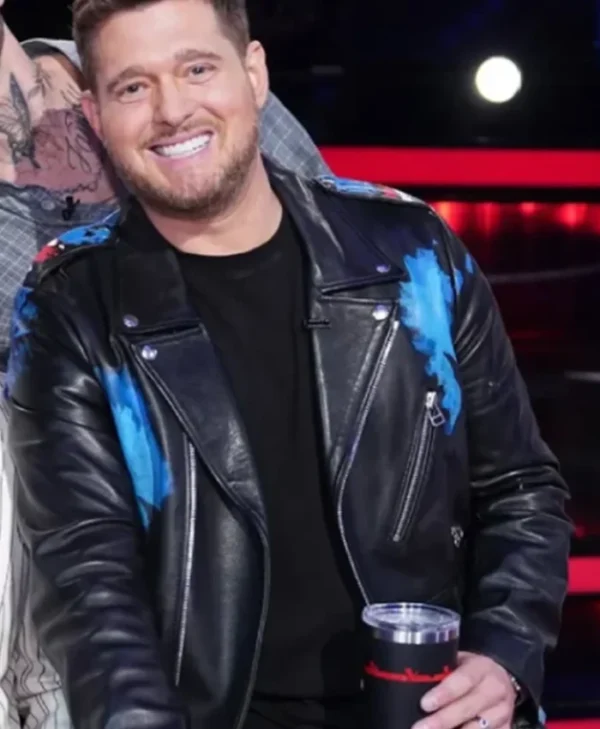  Buy Now The Voice S27 Michael Bublé Biker Leather Jacket For Unisex