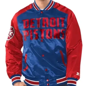 Detroit Pistons Renegade Royal Blue And Red Jacket