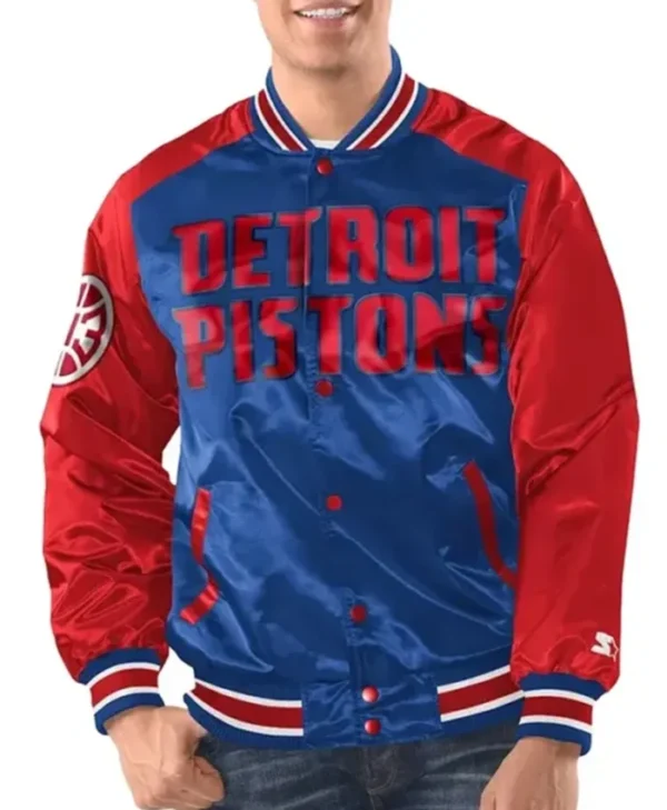Detroit Pistons Renegade Royal Blue And Red Jacket
