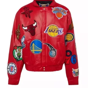 Jeff Hamilton X NBA Teams Logo Patch Red Jacket