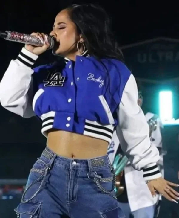 LA Becky G Cropped Varsity Jacket
