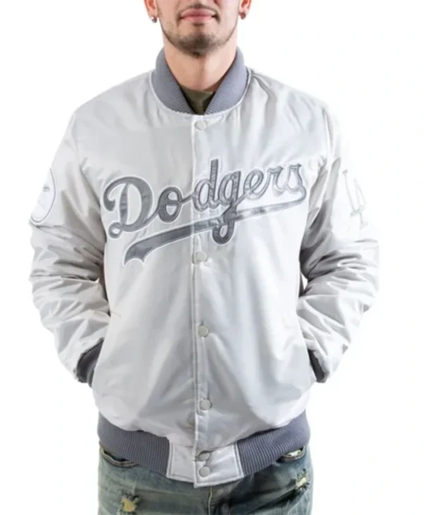 Los Angeles Dodgers Season Silver Varsity Jacket