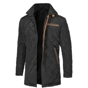 Mens Black Quilted Coat