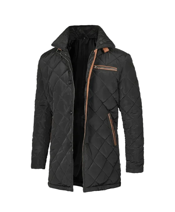 Mens Black Quilted Coat