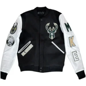 Milwaukee Bucks Black And White Varsity Jacket