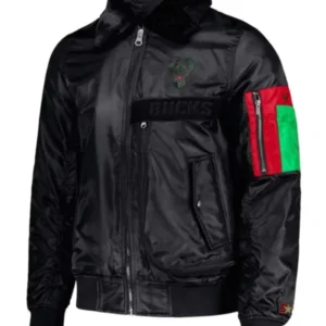 Milwaukee Bucks Black Bomber Jacket