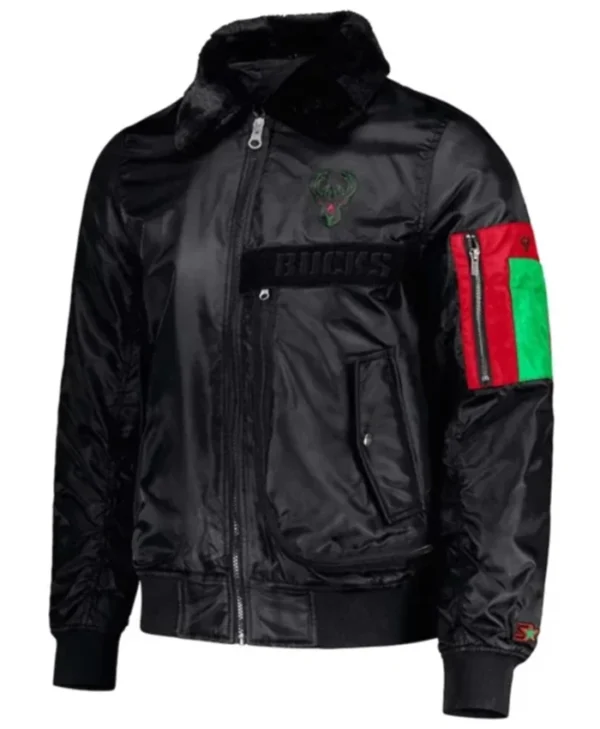Milwaukee Bucks Black Bomber Jacket