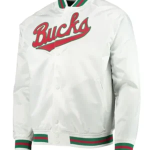 Milwaukee Bucks Collection White Varsity Jacket