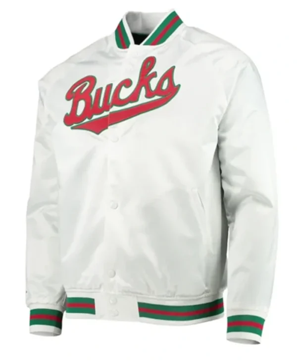Milwaukee Bucks Collection White Varsity Jacket