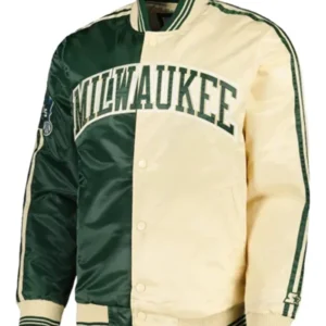 Milwaukee Bucks Green And Cream Varsity Jacket