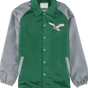 Philadelphia Eagles Throwback Logo Green & Grey Varsity Jacket