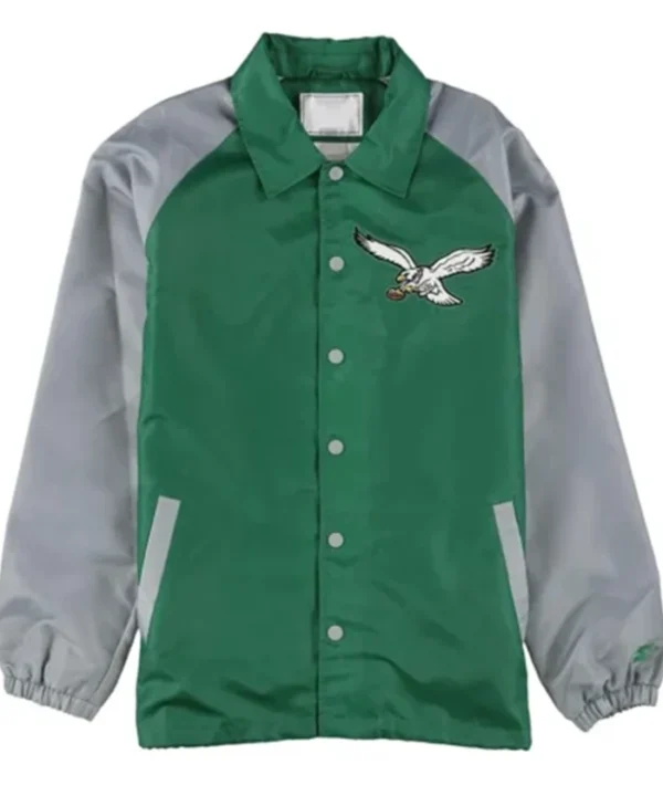 Philadelphia Eagles Throwback Logo Green & Grey Varsity Jacket