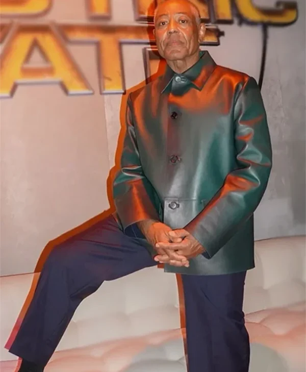 The Electric State 2025 Giancarlo Esposito Green Leather Varsity Jacket