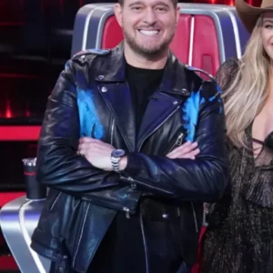 The Voice S27 Michael Bublé Biker Leather Jacket