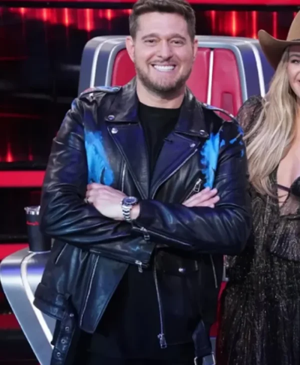The Voice S27 Michael Bublé Biker Leather Jacket