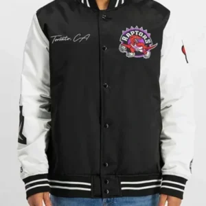 Toronto Raptors Team Black And White Varsity Jacket