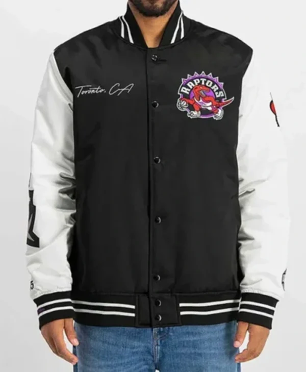 Toronto Raptors Team Black And White Varsity Jacket