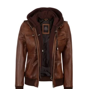 Womens With Removable Hood Bomber Jacket