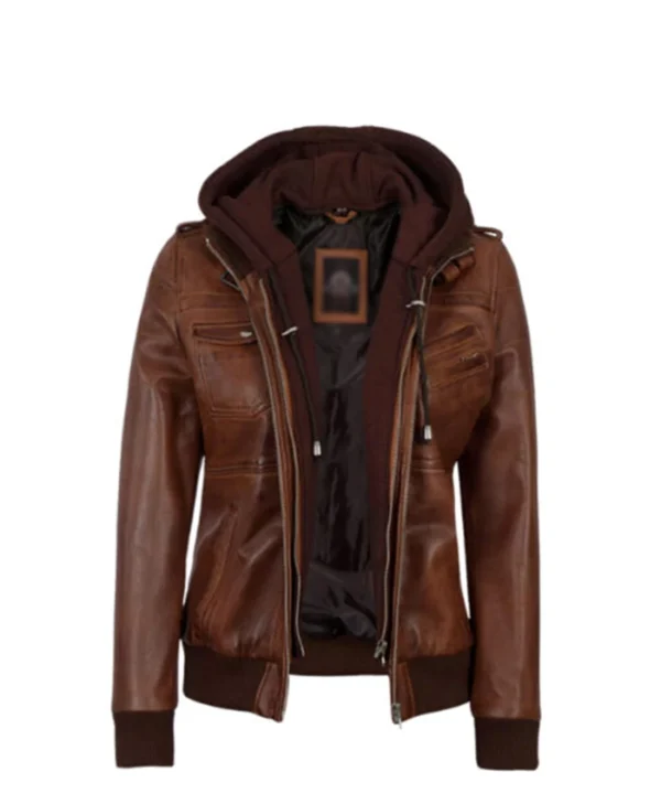 Womens With Removable Hood Bomber Jacket