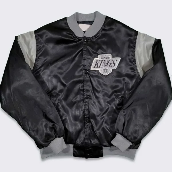 80s Los Angles Kings Black Bomber Satin Jacket