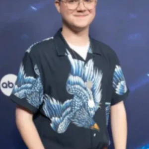 American Idol S23 Josh Kings Blue Bird Printed Shirt
