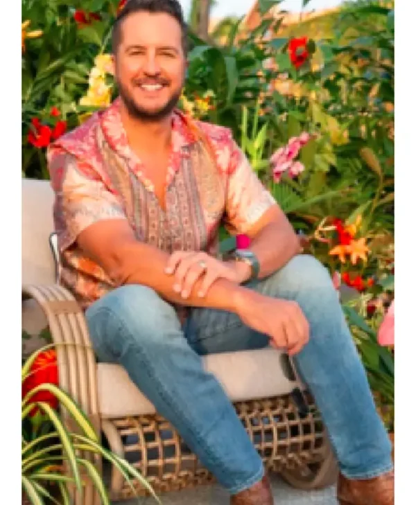American Idol S23 Luke Bryan Print Red Shirt