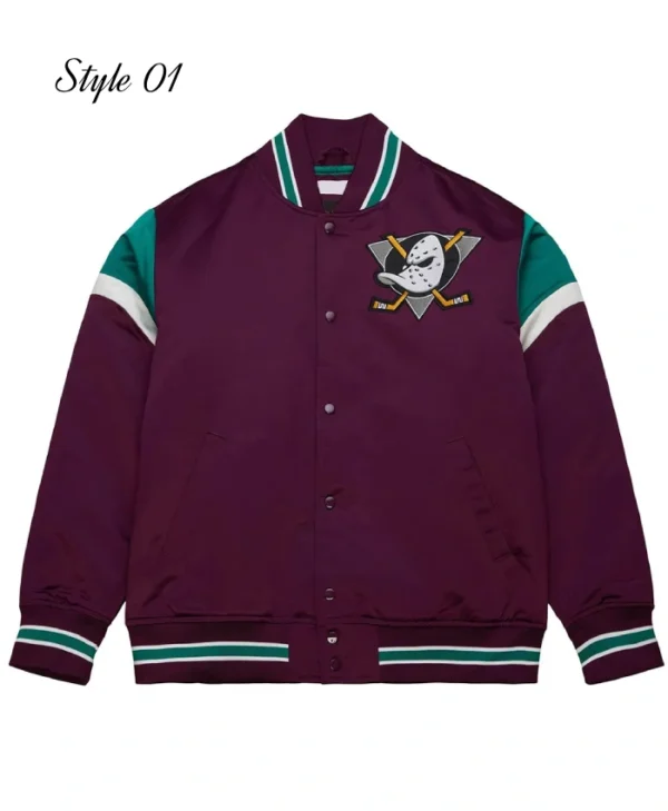 Anaheim Ducks Heavyweight Satin Varsity Jacket