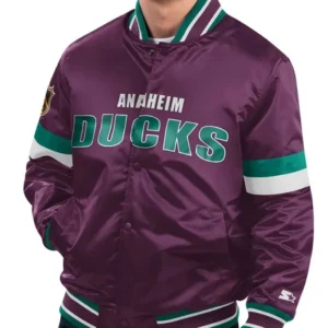 Anaheim Ducks Home Game Purple Varsity Jacket